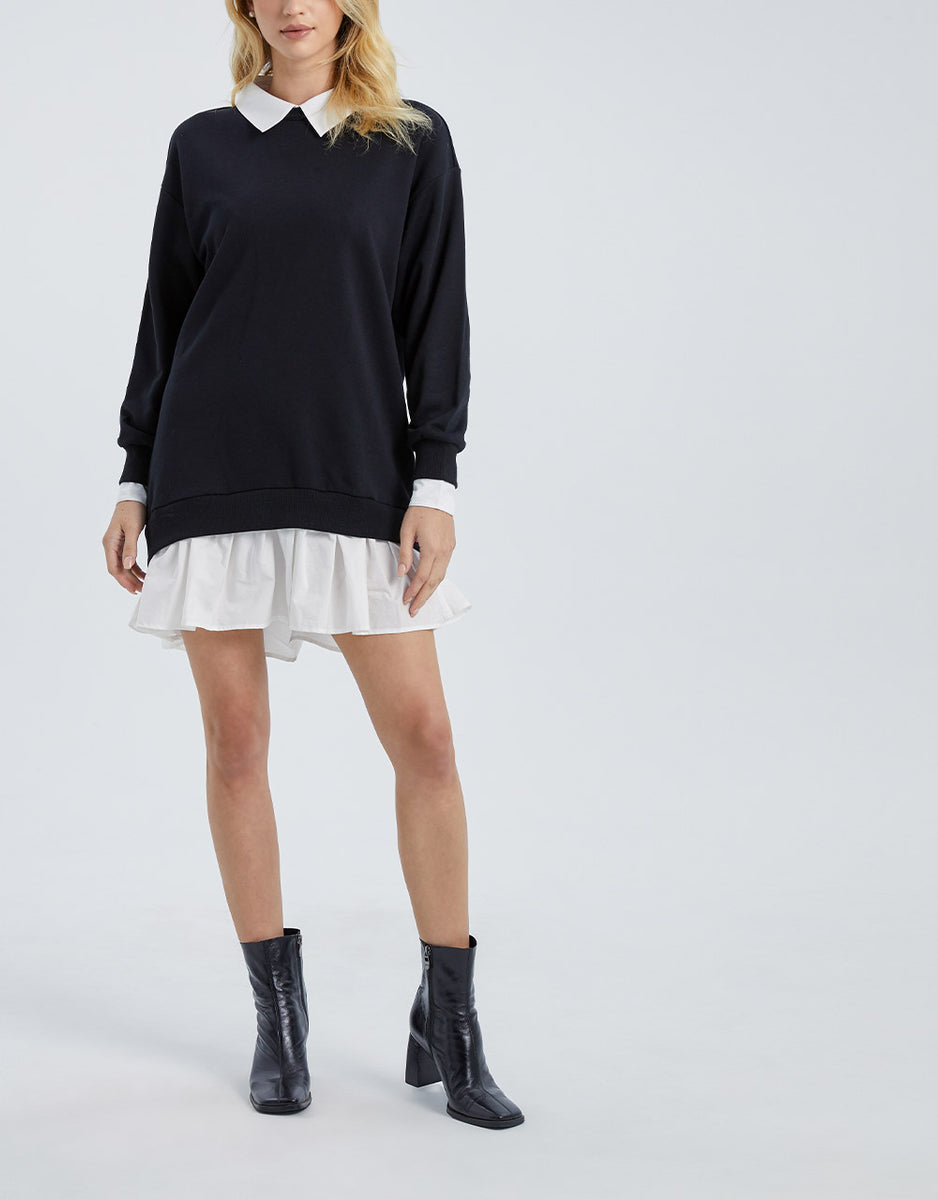 Faux Sweater Shirt Dress