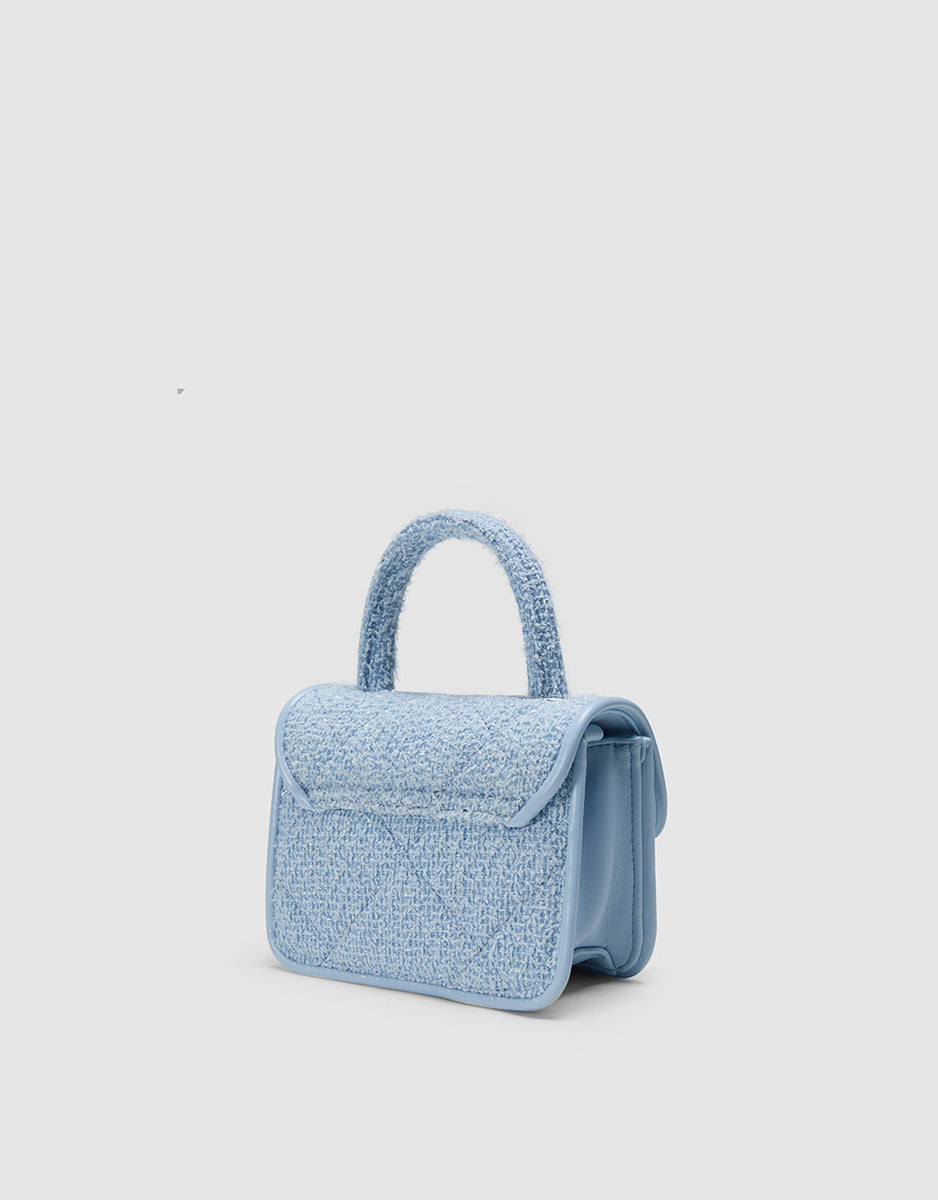 7 Raw Trim Quilted Flap Shoulder Bag