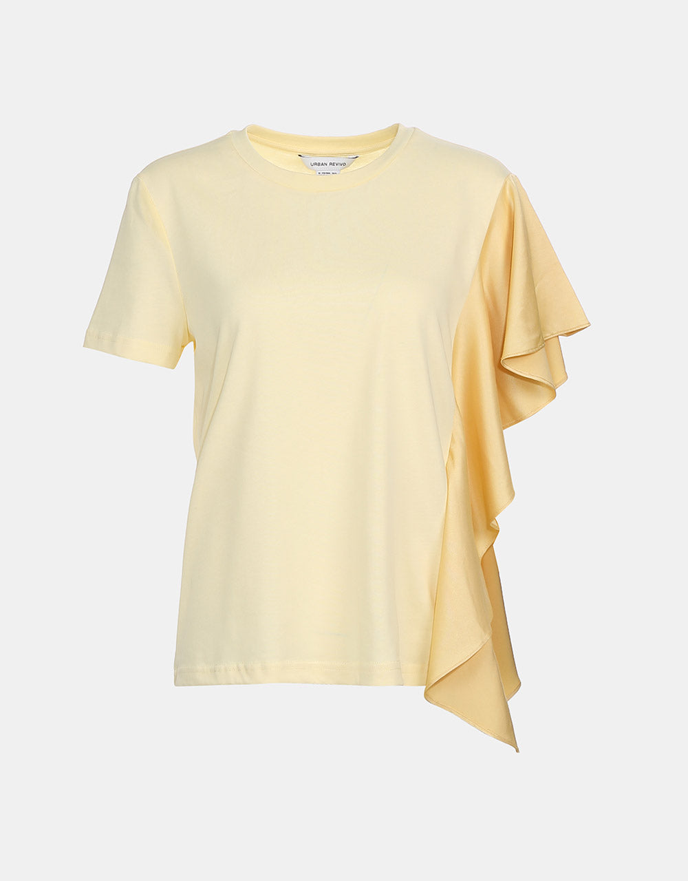 7 Ruffle Trim Crew Neck Tee