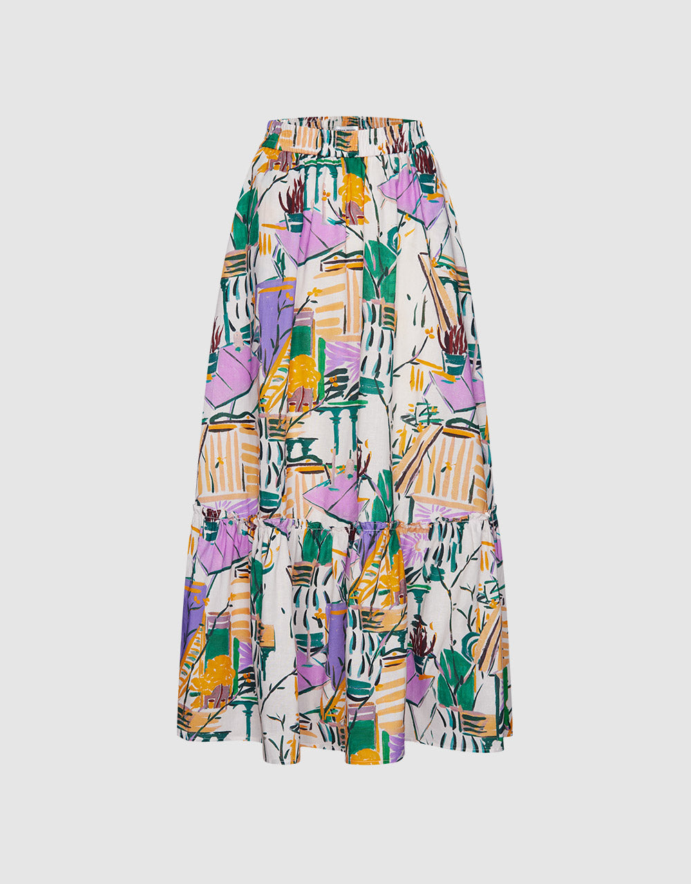 7 Abstract Print Midi Skirt