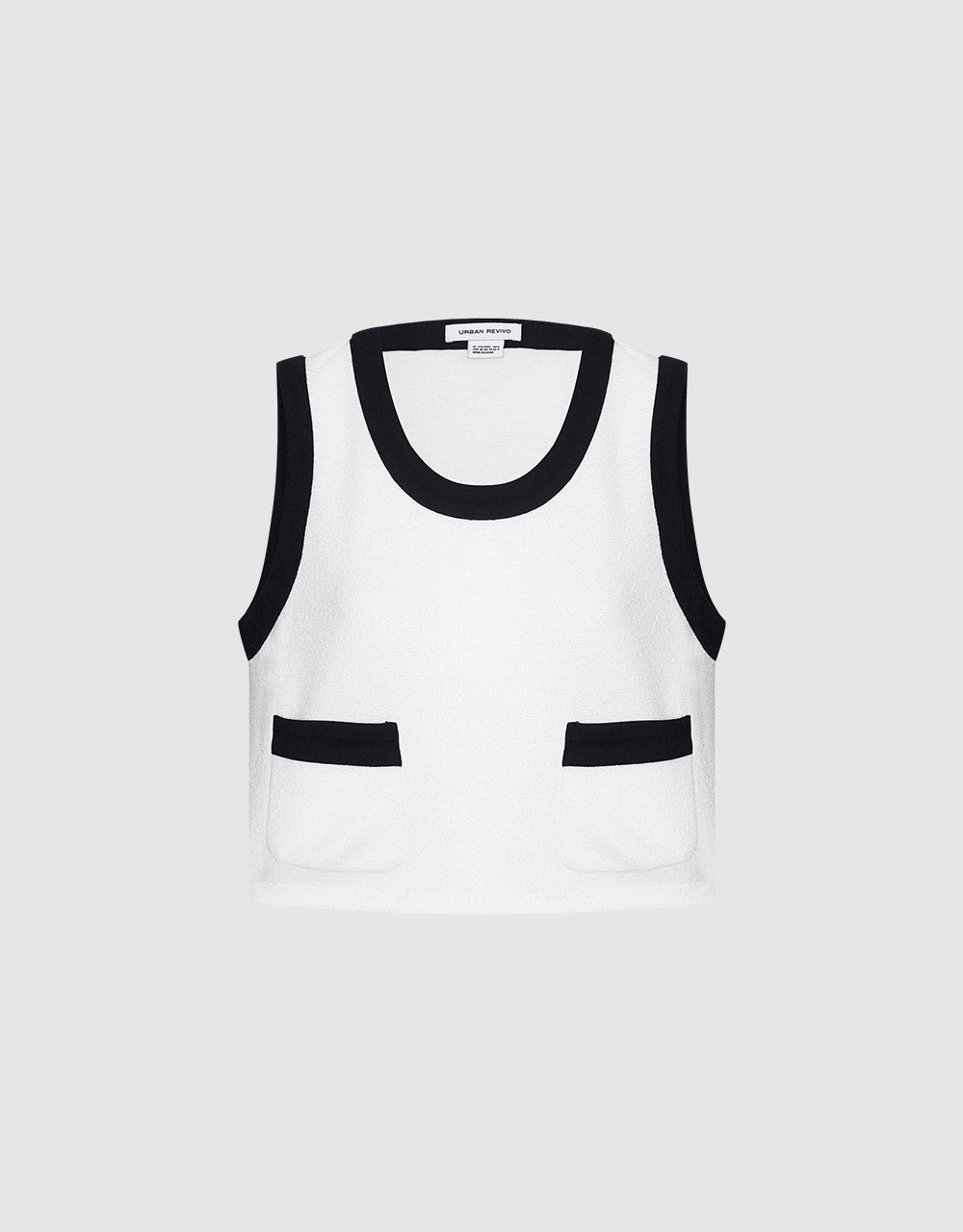 Contrast Trim Patched Pocket Tank Top