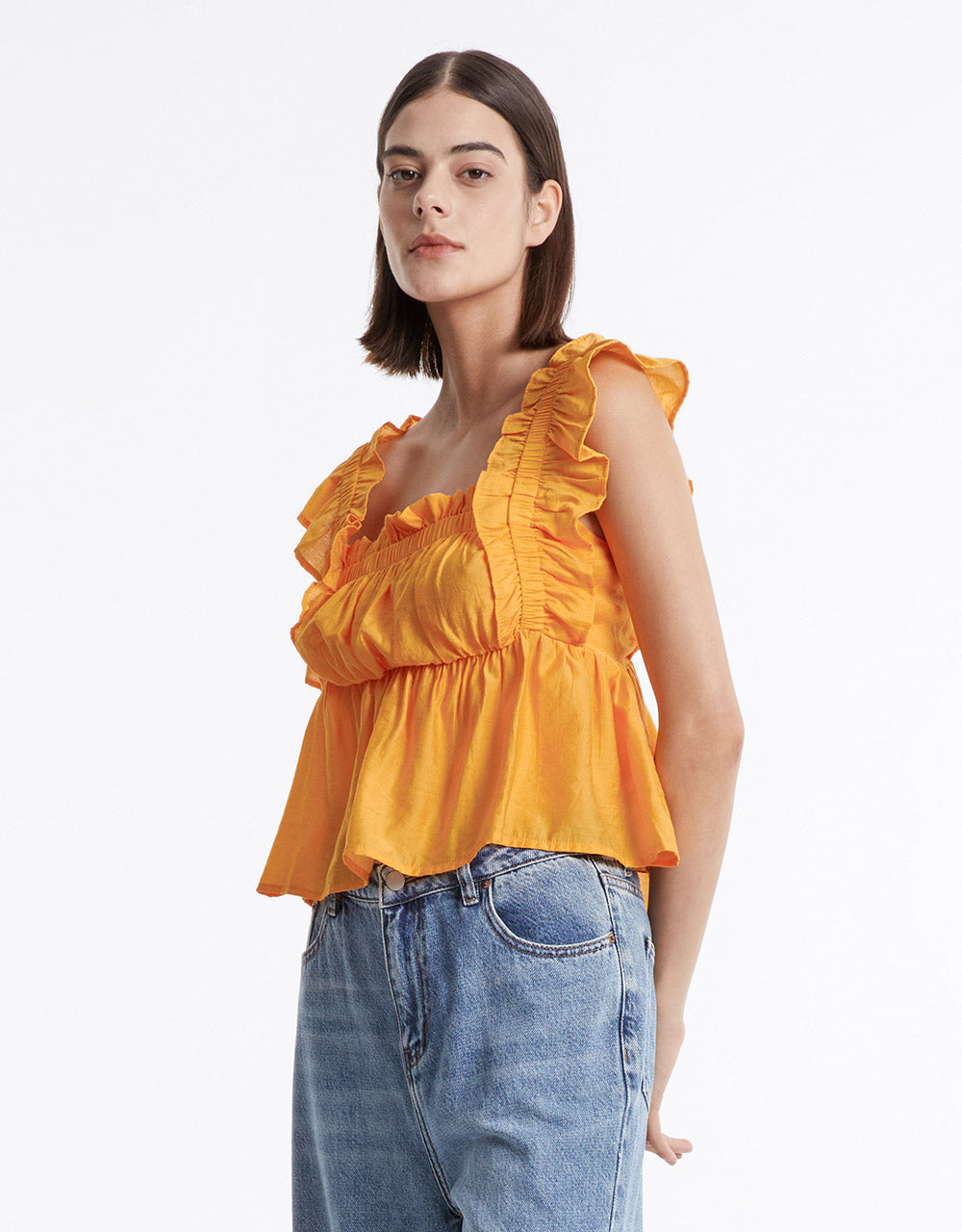 Ruffle Trim Peplum Top(PRE-ORDER)