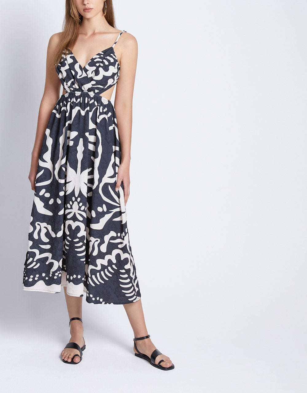 5 Allover Print Cut Out Midi Cami Dress