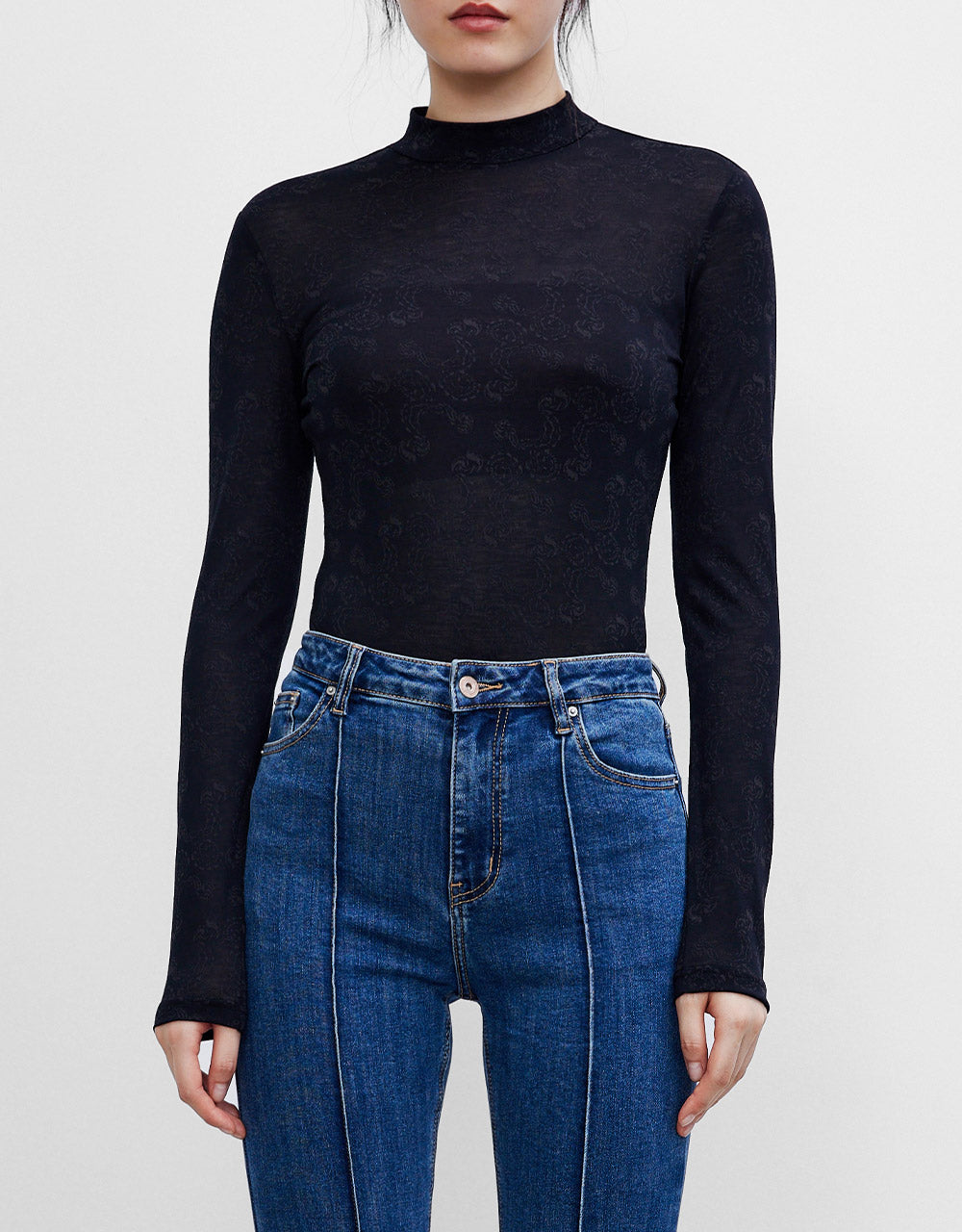 7 Solid Turtle Neck Skinny Top