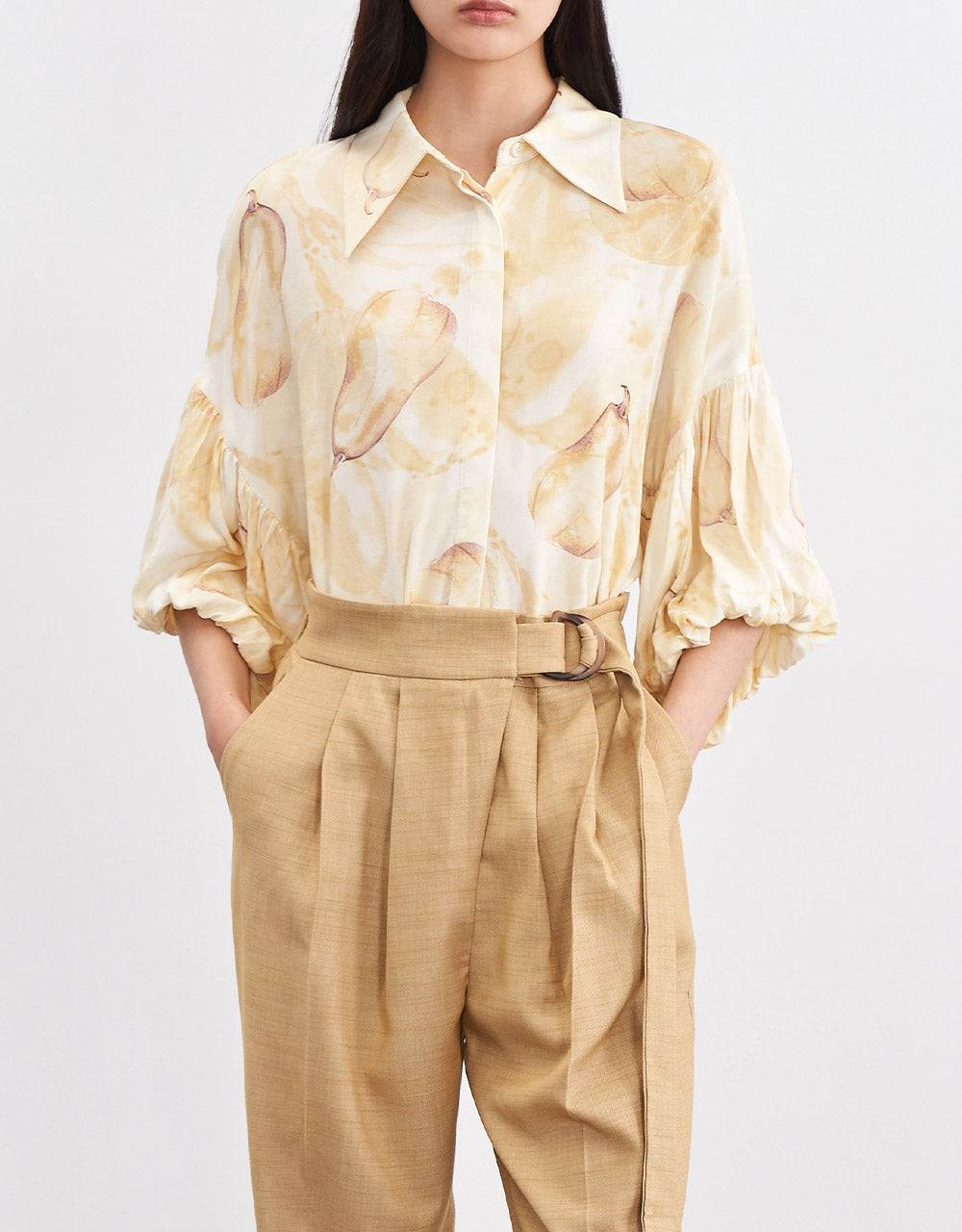 7 Pear Print Button Up Shirt