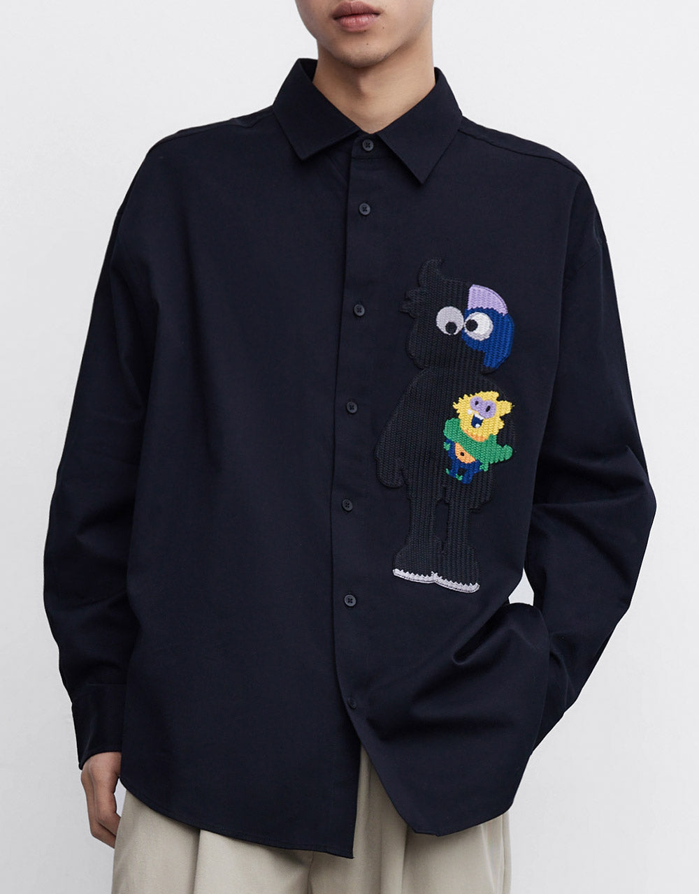 Cartoon Patch Button Up Shirt