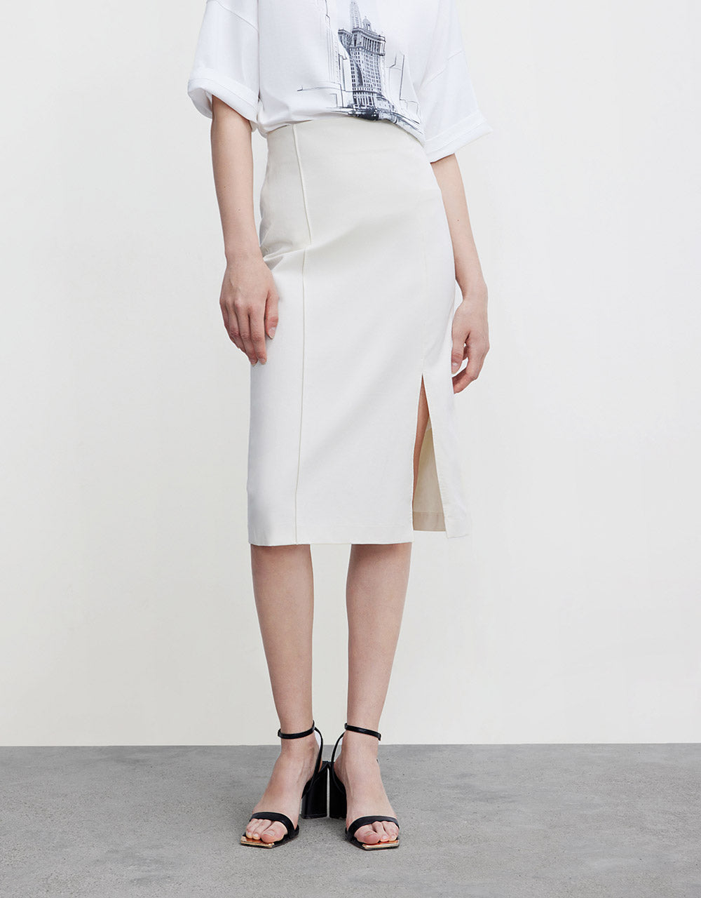 7 Split Hem Commuter Midi Skirt