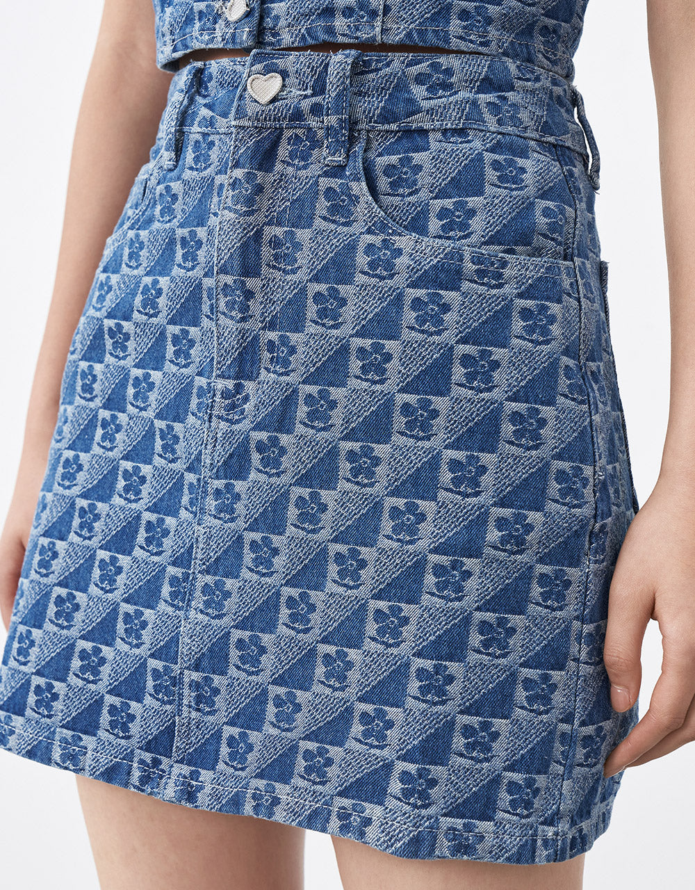 7 Floral Denim Skirt