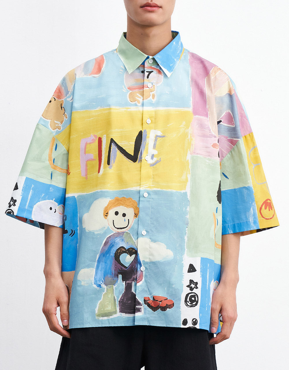 Color Block Button Front Shirt