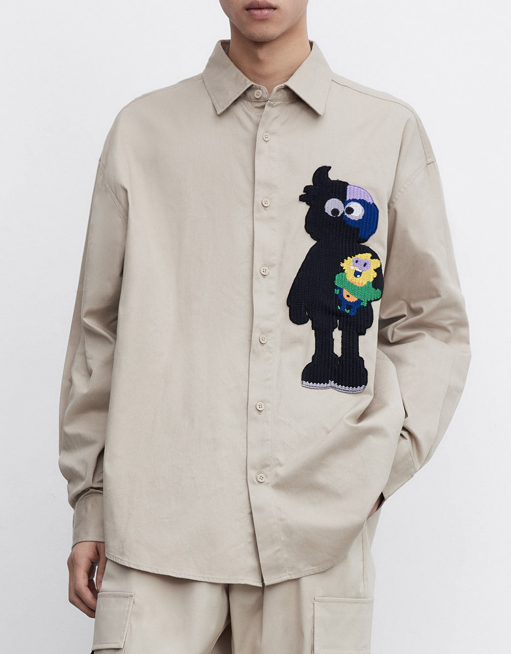 Cartoon Patch Button Up Shirt