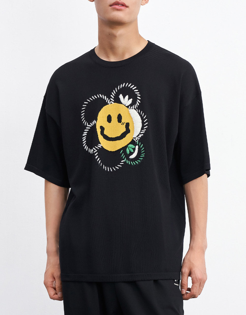 Floral Happy Face Knitted Tee