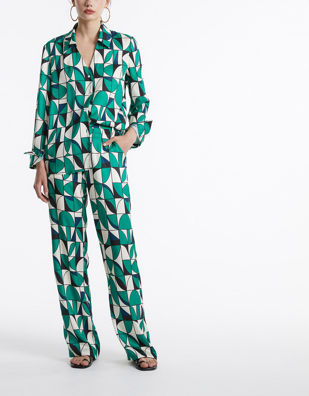 7 Geometric Print Wide Leg Pants