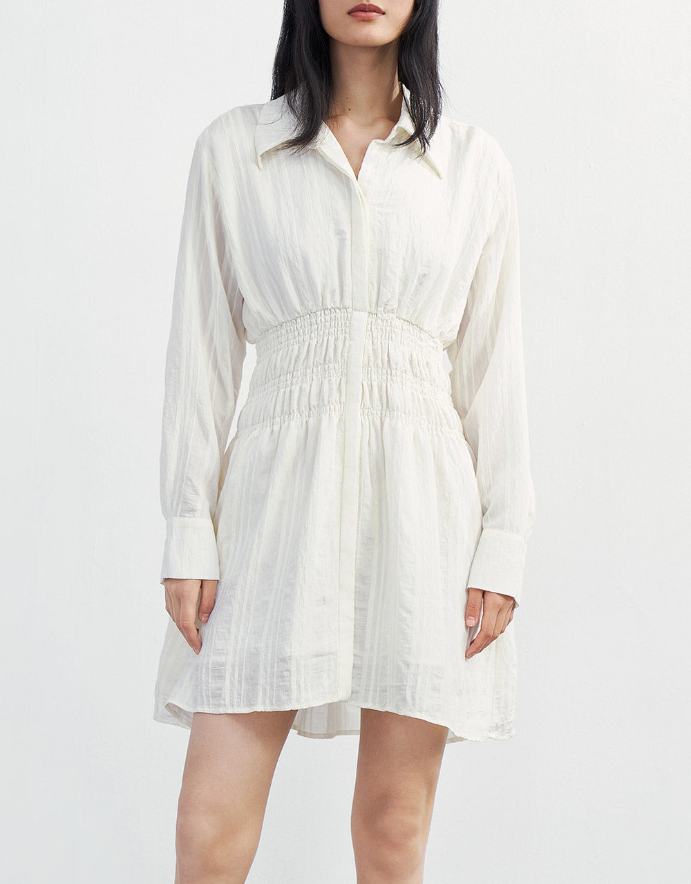 7 Shirred Waist Shirt Dress