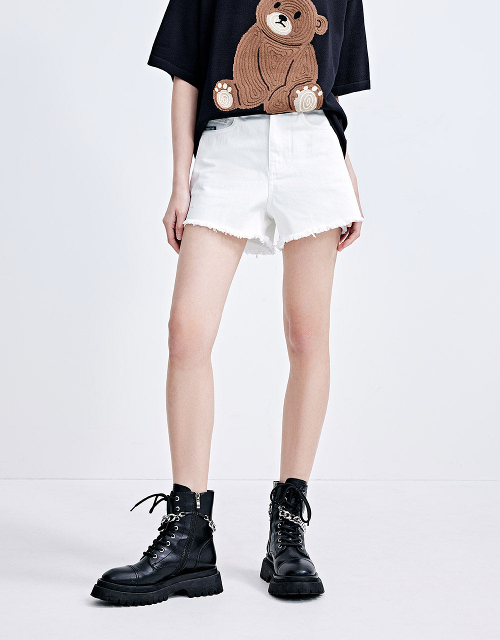 7 Raw Hem Denim Shorts