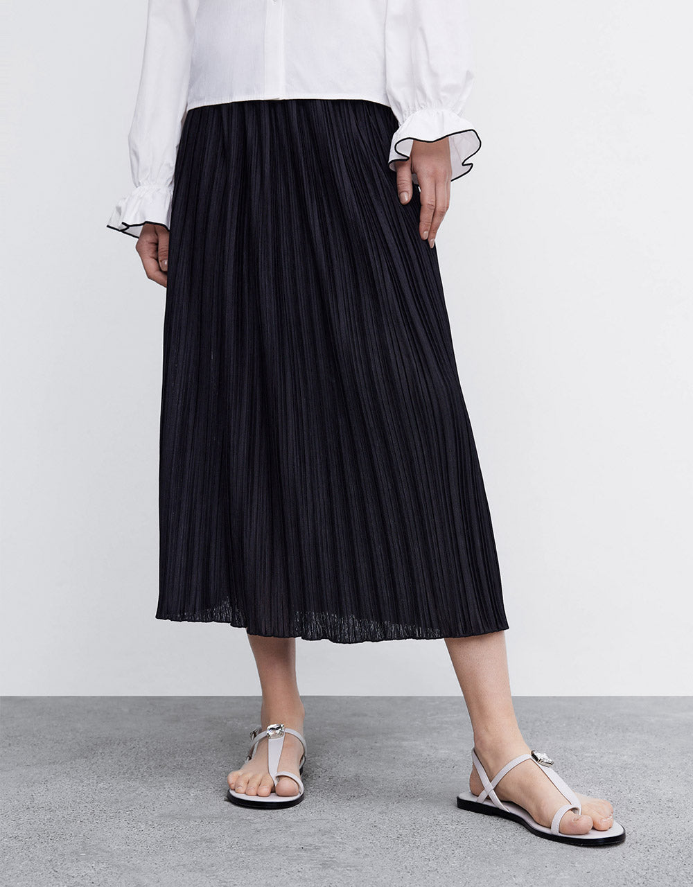 7 Elastic Waist Pleated Skirt