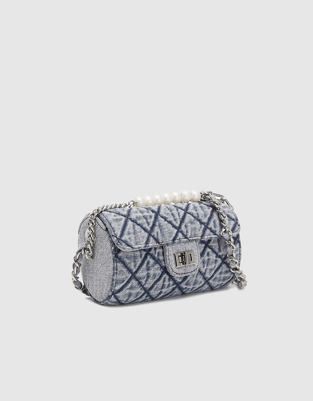 7 Chain Strap Beaded Denim Crossbody Bag