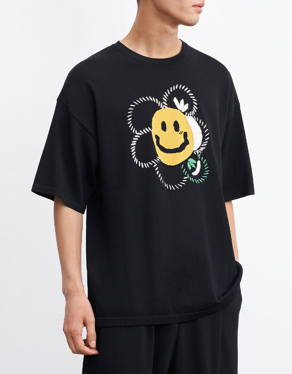 Floral Happy Face Knitted Tee