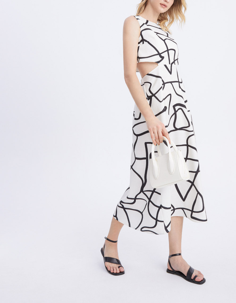 7 Abstract Graffiti Print Cut Out Sleeveless Dress