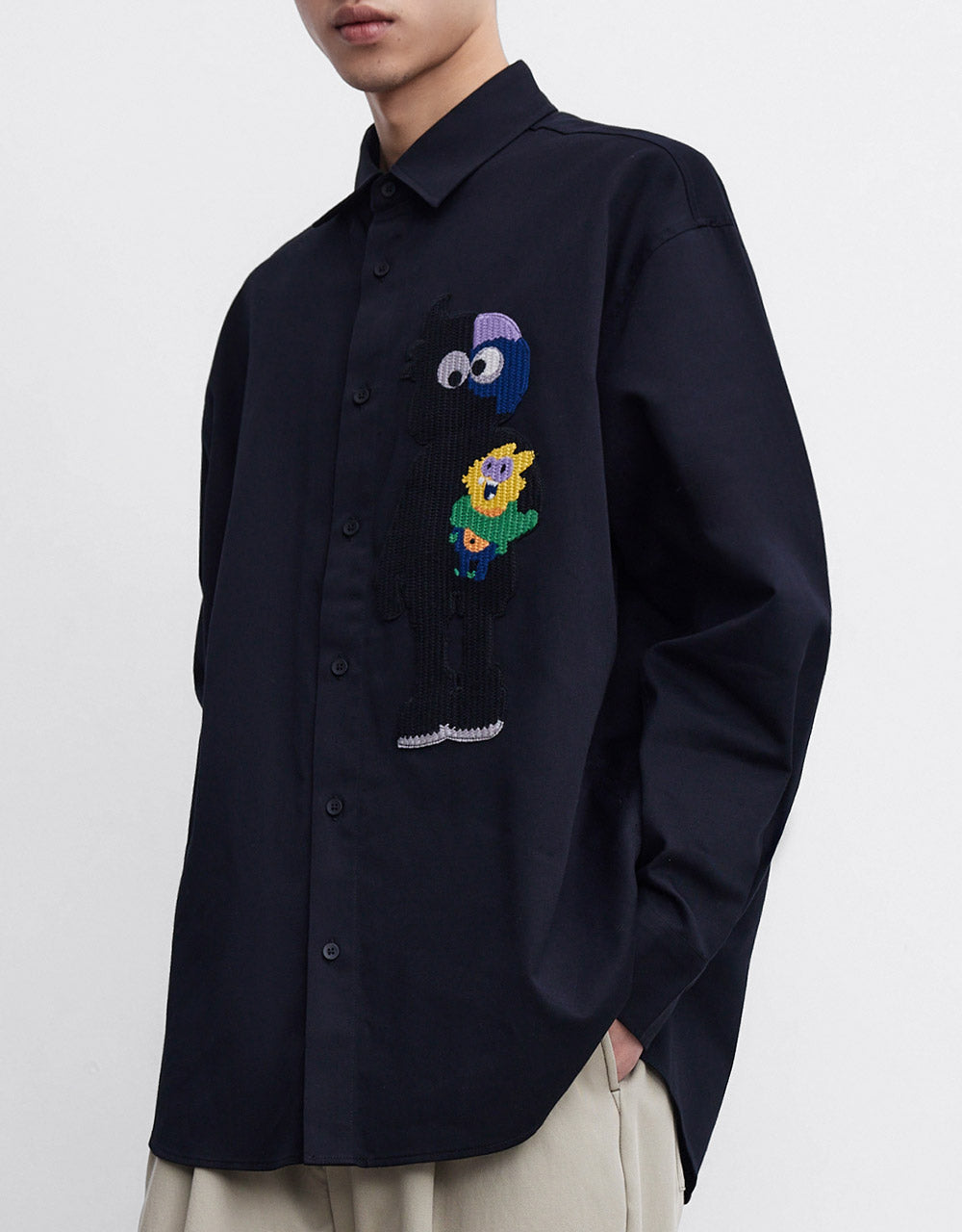 Cartoon Patch Button Up Shirt