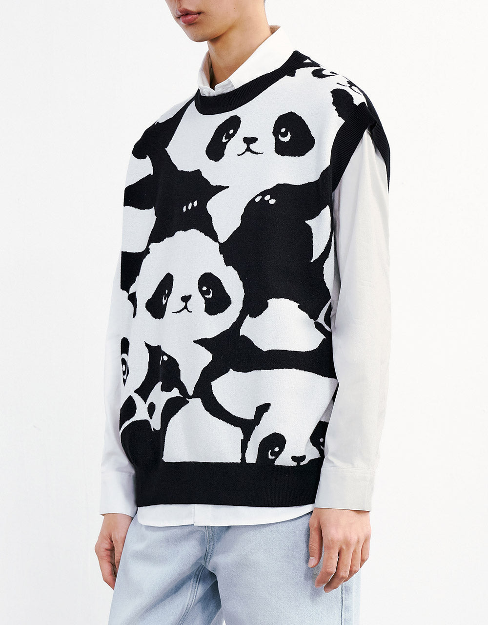 Unisex Panda Pattern Knit Vest