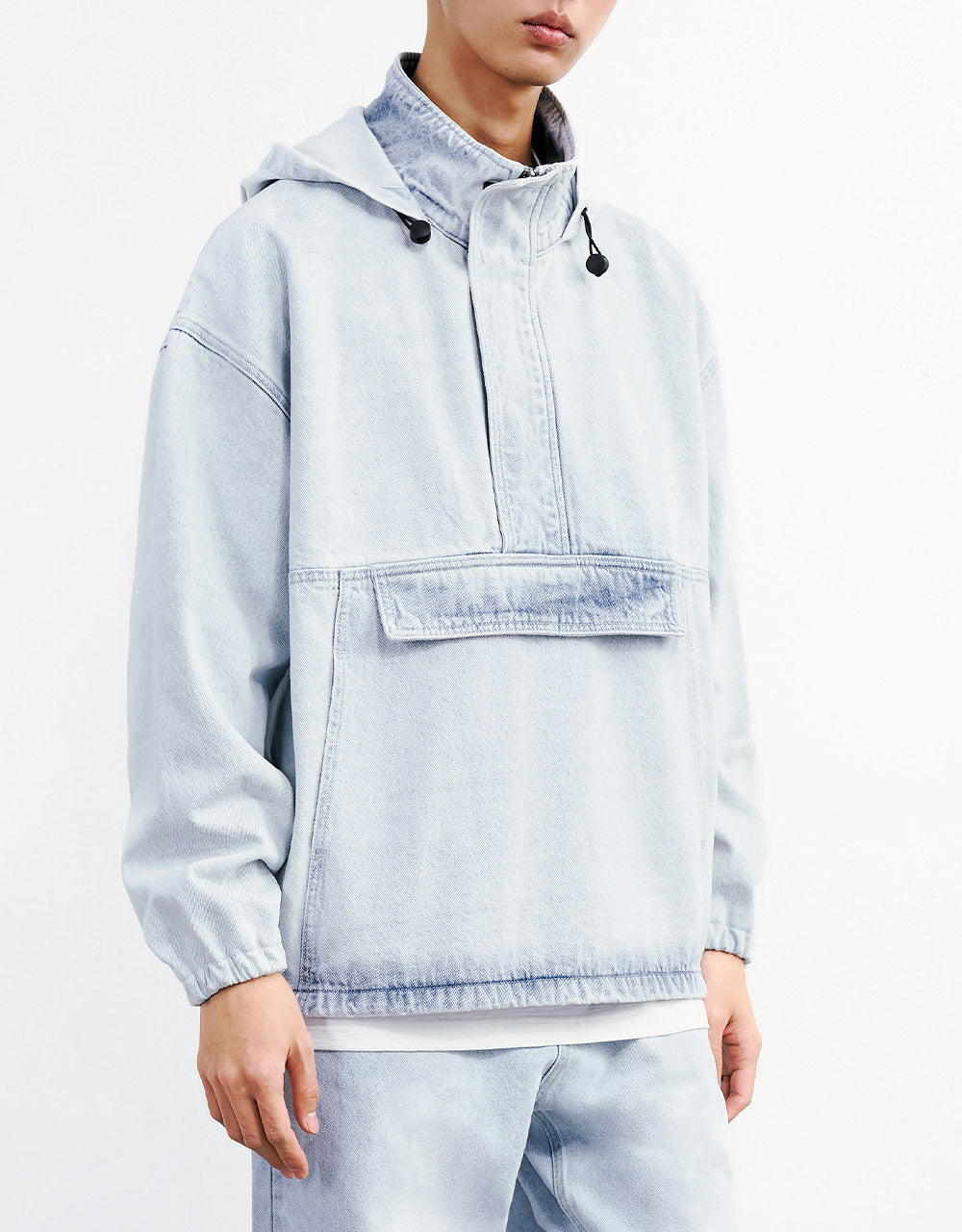 Unisex Kangaroo Pocket Denim Hoodie