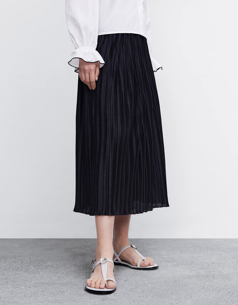 7 Elastic Waist Pleated Skirt