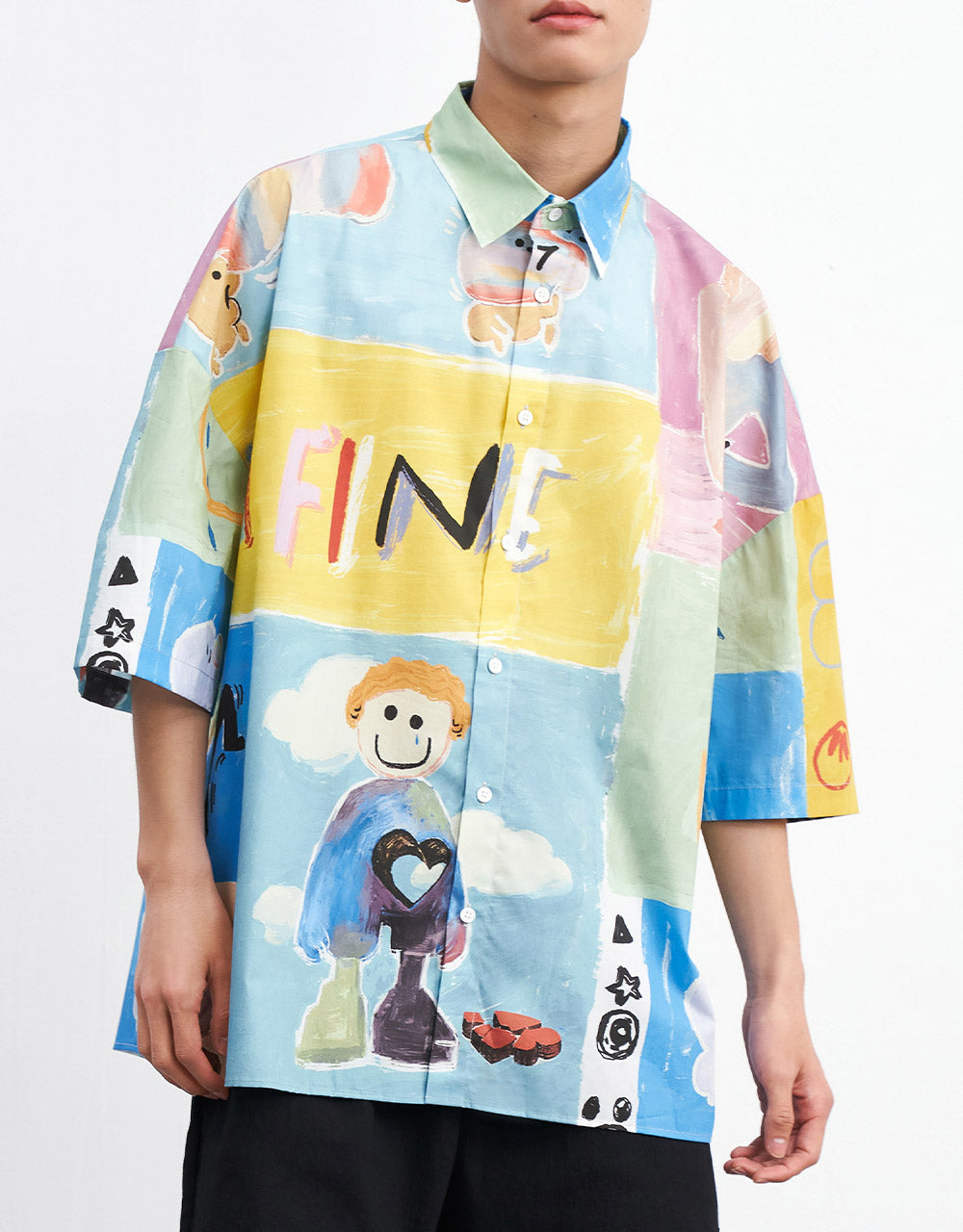 Color Block Button Front Shirt