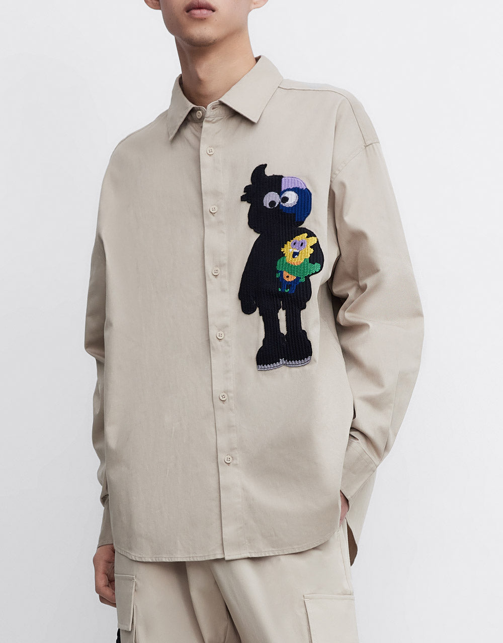 Cartoon Patch Button Up Shirt