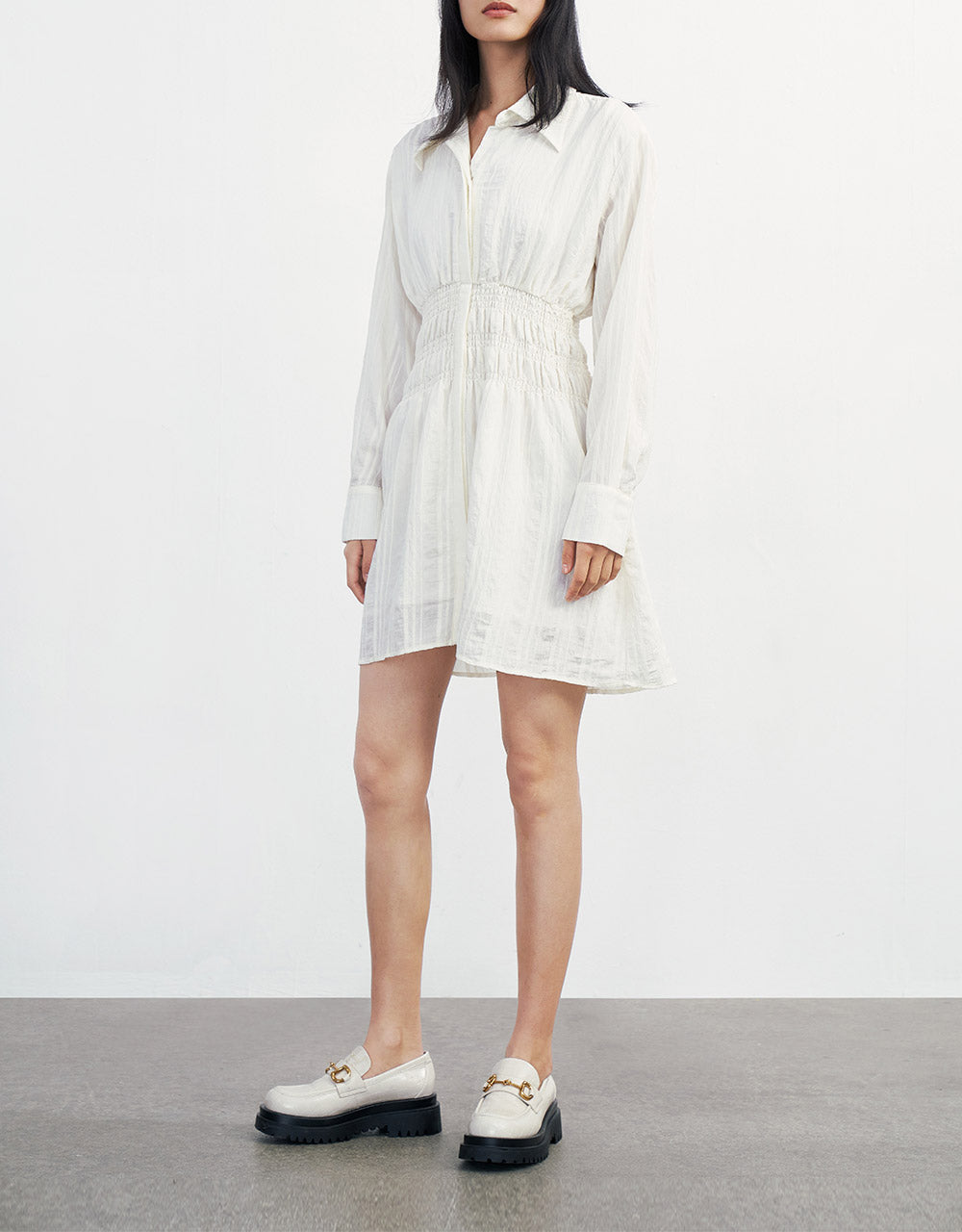 7 Shirred Waist Shirt Dress