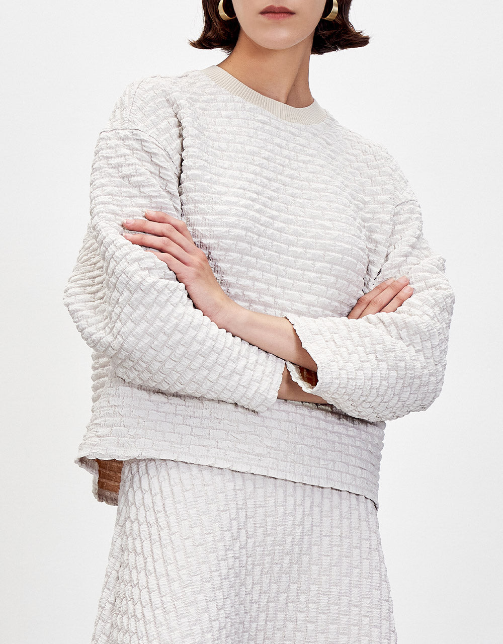 7 Textured Fabric Drop Shoulder SweatShirt