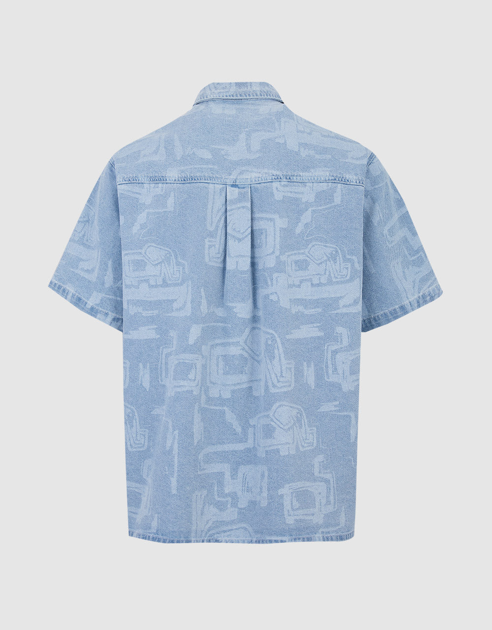 Graffiti Abstract Print Short Sleeve Denim Shirt