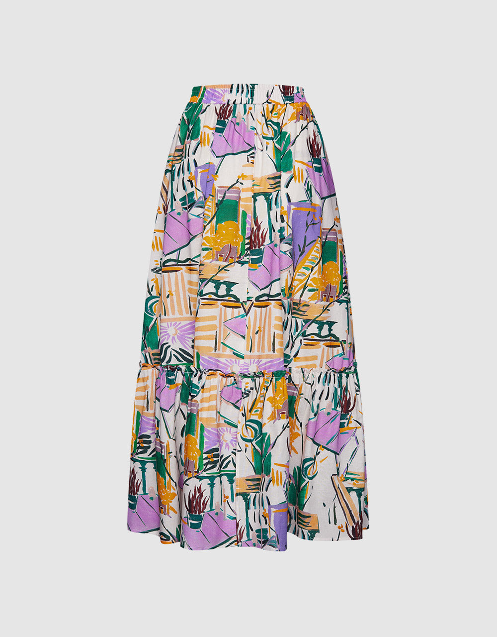 7 Abstract Print Midi Skirt