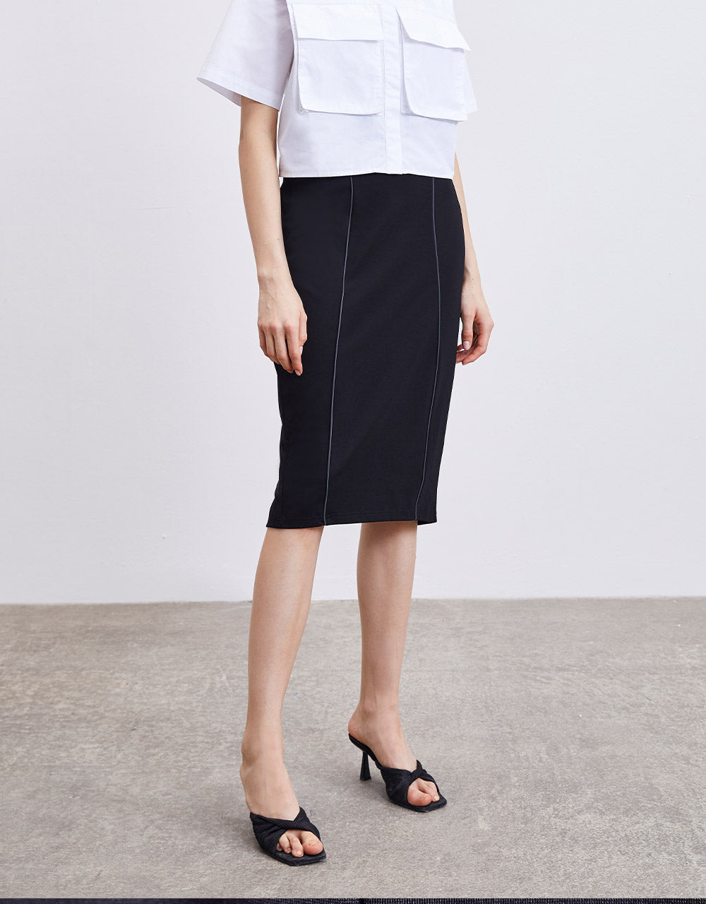 7 Contrast Stitching Bodycon Skirt