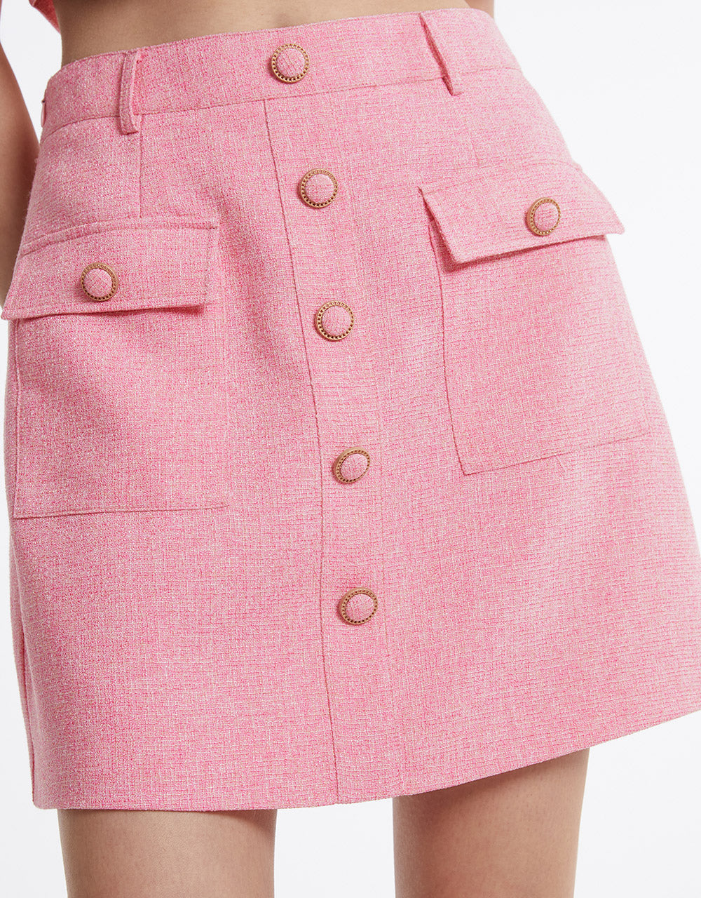 Textured Skirt With Buttons(PRE-ORDER)