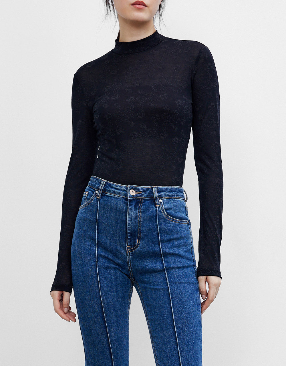 7 Solid Turtle Neck Skinny Top