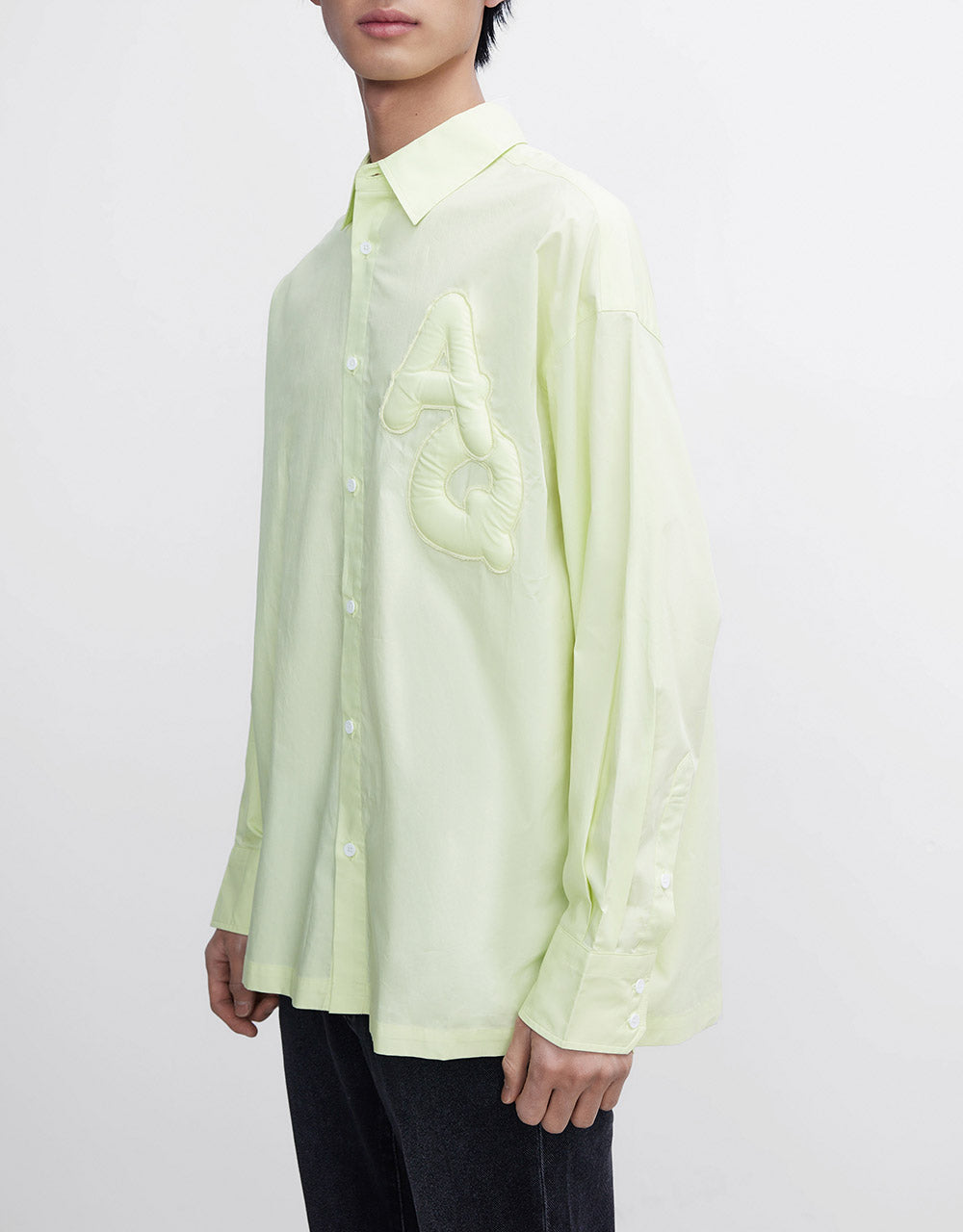 Embossed Letter Button Up Shirt