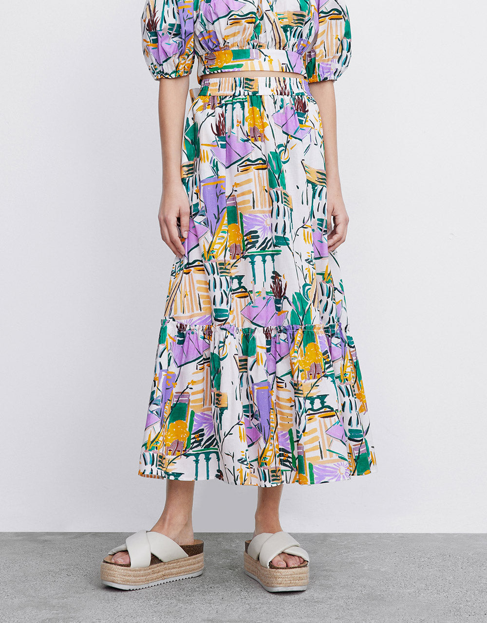 7 Abstract Print Midi Skirt