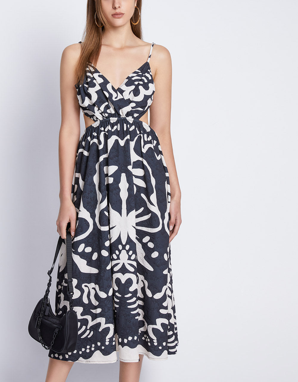 5 Allover Print Cut Out Midi Cami Dress