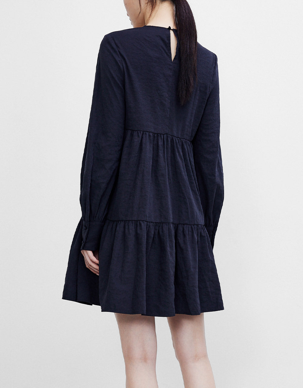 7 Solid Puff Sleeve Smock Dress