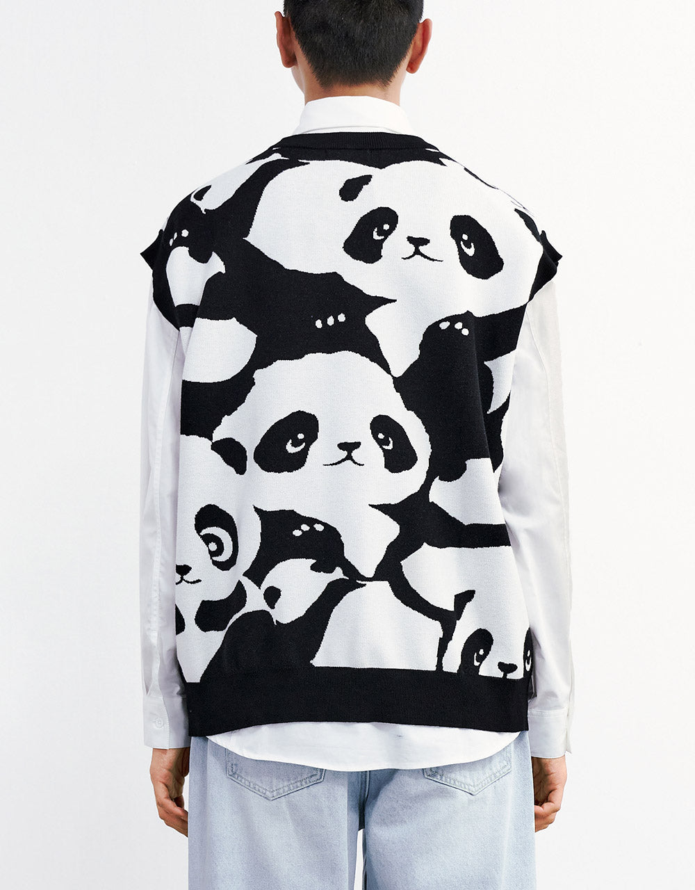 Unisex Panda Pattern Knit Vest