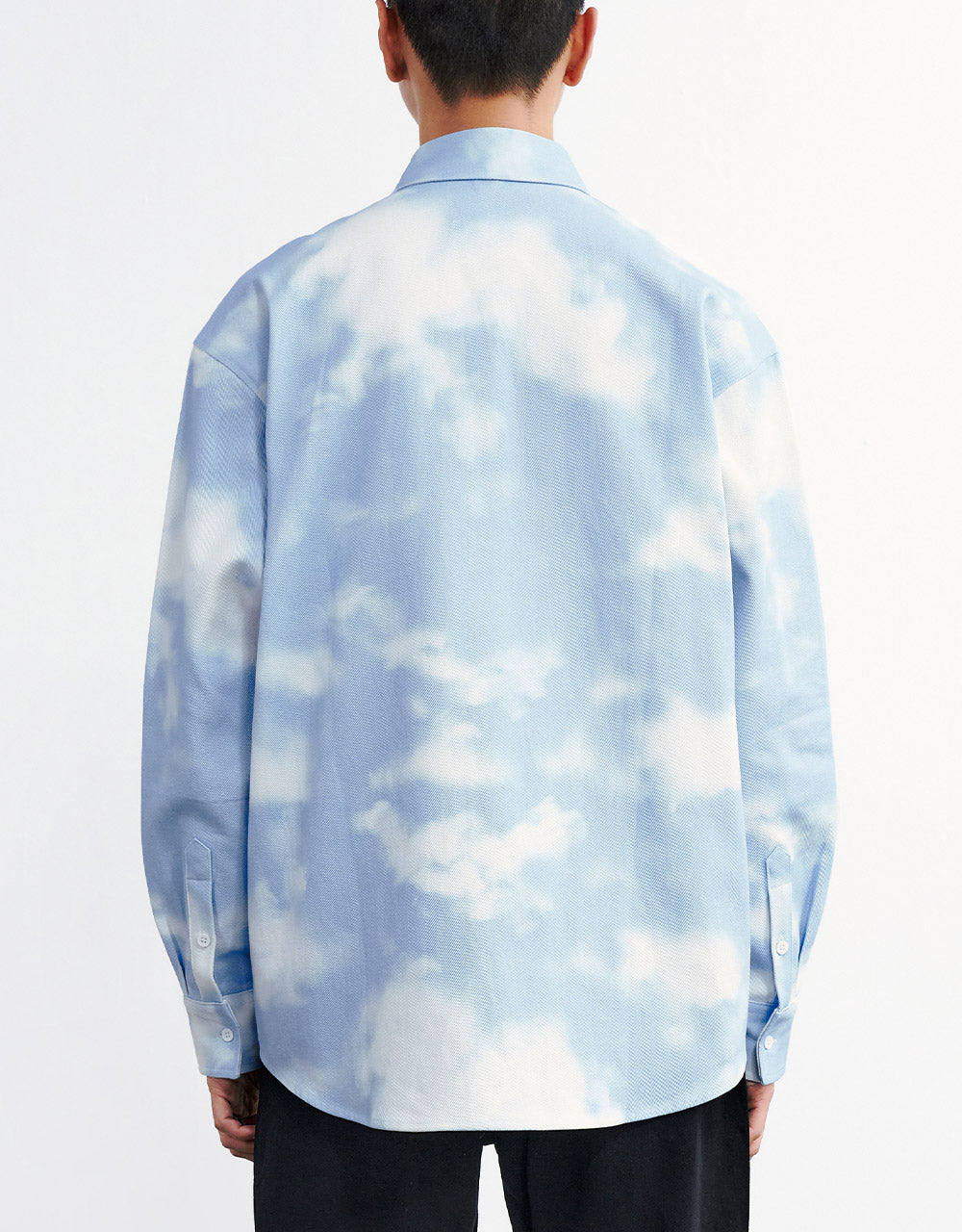 Unisex Cloud Print Patched Pocket Shirt