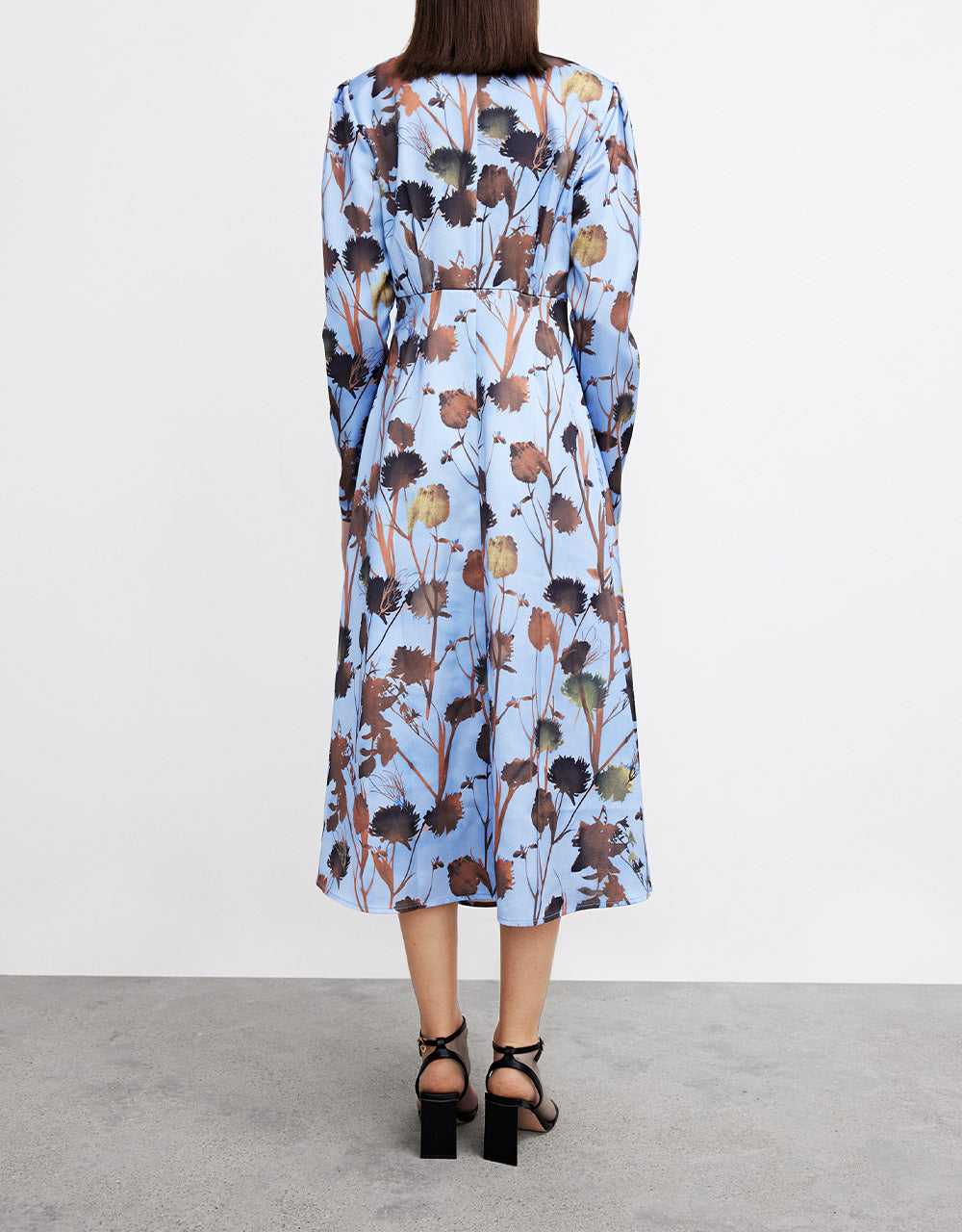 7 Leaf Print Cowl Neck Midi Dress