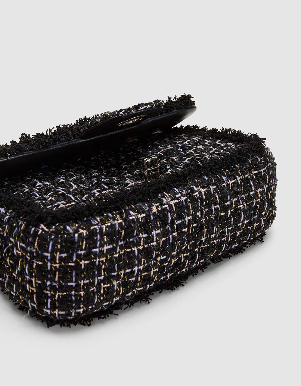 7 Tweed Frill Trim Shoulder Bag