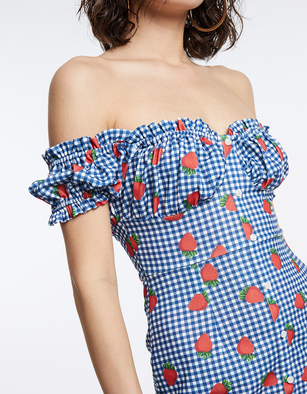 Off Shoulder Fruit Print Dress(PRE-ORDER)