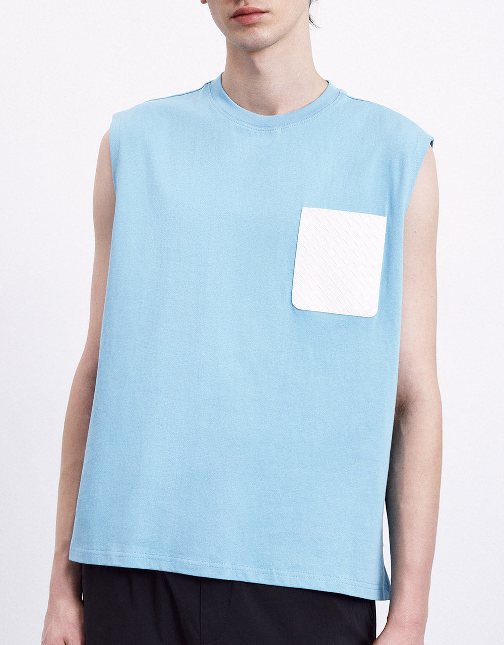 Contrast Patched Pocket Tank Top