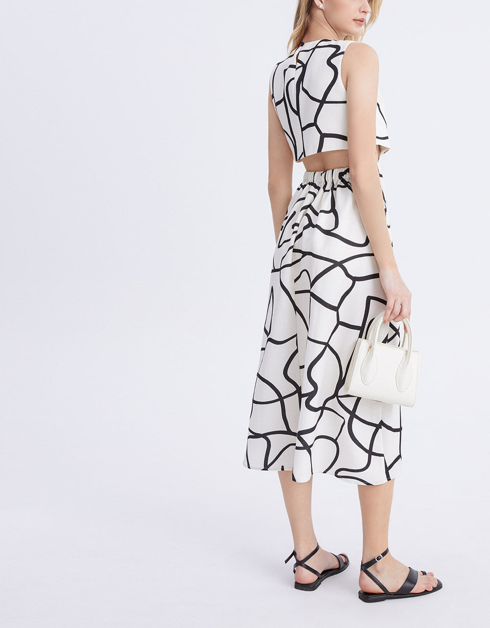 7 Abstract Graffiti Print Cut Out Sleeveless Dress