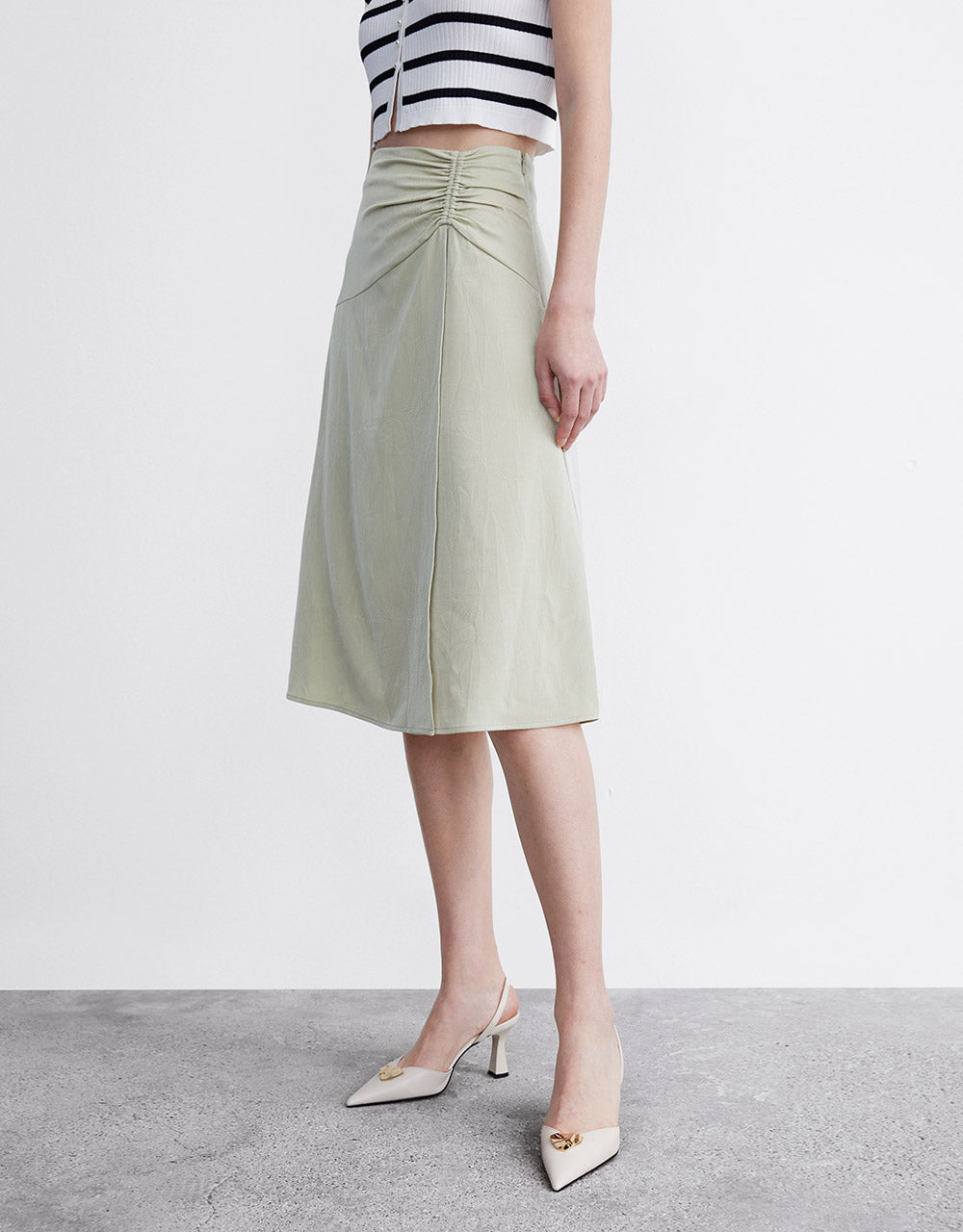 7 Plain Ruched Midi Skirt