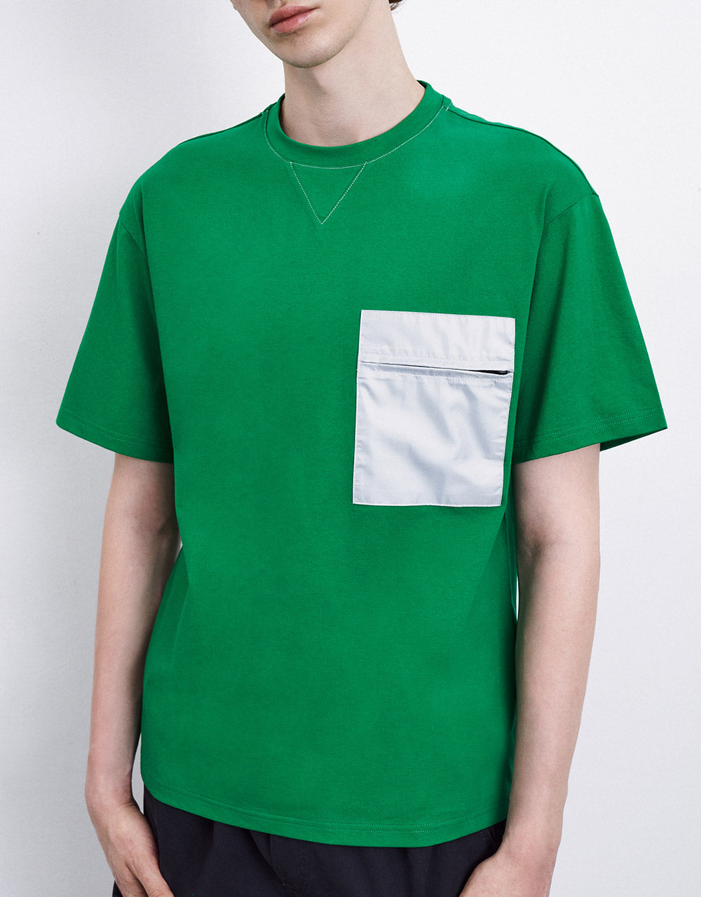 Contrast Patched Pocket Tee