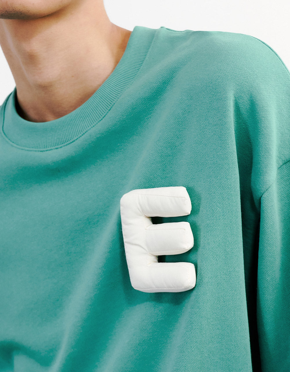 Unisex 3D Letter Detail Crew Neck Sweatshirt