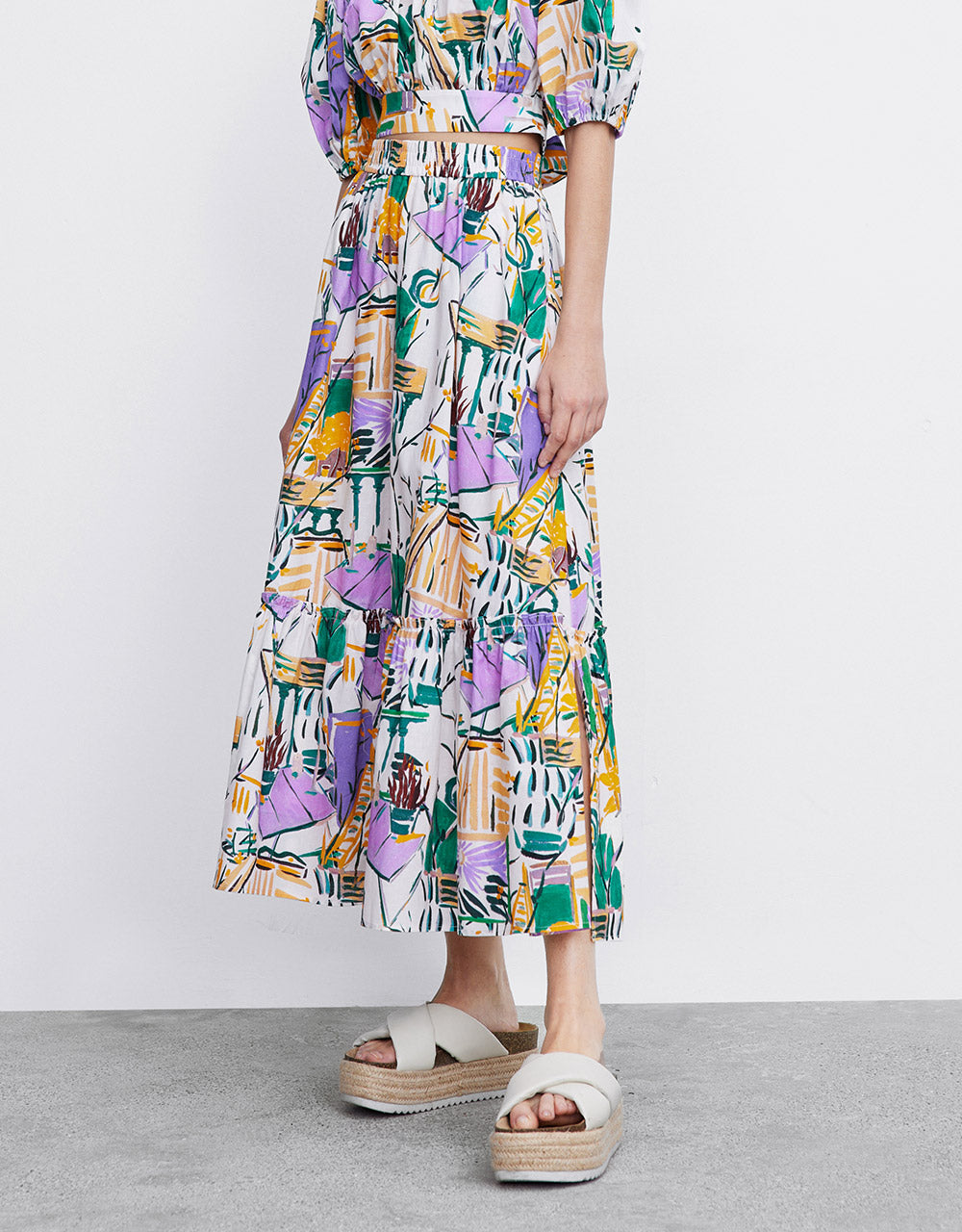 7 Abstract Print Midi Skirt